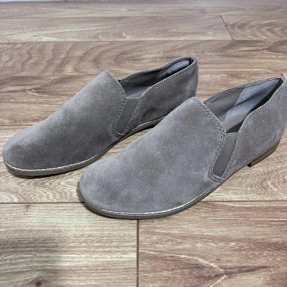 Franco Sarto Pardon Slip On Shoes Taupe Size 7.5 M Leather Suede Minimalistic
